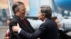 FILE - Mexican Foreign Minister Marcelo Ebrard, left, welcomes US Secretary of State Antony Blinken as Blinken arrives to Benito Juarez International Airport in Mexico City, Sept. 12, 2022. 
