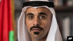 FILE - Sheikh Khaled bin Mohamed bin Zayed Al Nahyan is shown in this photo from the Emirates news agency WAM, in Abu Dhabi, UAE, Feb. 15, 2016. He has been named crown prince of Abu Dhabi, the agency said on March 29, 2023.
