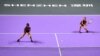 FILE - Taiwan's Hsieh Su-we, left, and Czech Republic's Barbora Strycova play in a doubles final at the WTA Tour tournament at Shenzhen, China, in 2019 - the last year women's tennis' governing body held tournaments in China. 