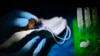 Periset Omar Garcia meneliti kelelawar (Sturnira lilium) untuk mendeteksi zoonosis di sebuah peternakan komunitas El Corral di Tzucacab, negara bagian Yucatan, Meksiko, 29 Maret 2023. (Pedro PARDO / AFP)
