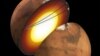An undated artist’s depiction of the Martian interior and the paths taken by seismic waves as they traveled through the planet’s core. (NASA/JPL and Nicholas Schmerr/Handout via Reuters)
