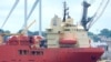 The Dino Chouest is docked in Providence, Rhode Island, July 10, 2024. The vessel is to be part of an expedition to the wreckage of the RMS Titanic, the British ocean liner that sank in April of 1912. 