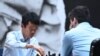 Ding Liren of China competes against Ian Nepomniachtchi at FIDE World Chess Championship in Astana, Kazakhstan, Apr. 30, 2023. 