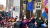 Greta Thunberg attends a demonstration, with environmental and Sami rights activists blocking the entrances to the Ministry of Oil and Energy, in Oslo, Feb. 27, 2023. 