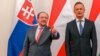 FILE - Menteri Luar Negeri Austria Alexander Schallenberg (kiri) dan Menteri Luar Negeri dan Perdagangan Hungaria Peter Szijjarto di Budapest, Hungaria, 14 Juli 2020. (ATTILA KISBENEDEK/AFP)