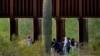 Migrantes atraviesan compuertas del muro fronterizo entre EEUU y México en el sector de Tucson, Arizona, el 29 de agosto de 2023.