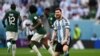Numéro 10 ya Argentine Lionel Messi nsima na mongete na ye koboyama mpo na hors-jeu na match na Arabie Soudite na groupe C ya Mondila Qatar 2022 na stade Lusail, Dowa, 22 novembre 2022. (Photo Kirill KUDRYAVTSEV / AFP)