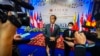 Presiden Joko Widodo berbicara kepada media saat KTT ASEAN di Phnom Penh, Kamboja, Jumat, 11 November 2022. (Foto: AP)