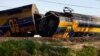 A view of the site where a passenger train derailed in Voorschoten, Netherlands April 4, 2023. 