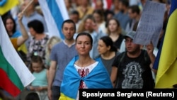 Демонстрація на підтримку України в болгарській столиці Софії 24 серпня 2022 р.