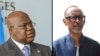 Président Félix Tshisekedi ya RDC, na photo ya loboko ya mwasi, na président PAul Kagame ya Rwanda (D).