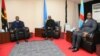 Ba présidents João Lourenço ya Angola (G), Paul Kagame ya Ruanda (C) na Felix Tshisekedi ya RDC, Luanda, 21 février 2020