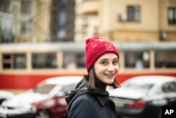 Amateur actress Kateryna Savchenko, 24, poses for a photo during an interview with the Associated Press in Kyiv, Ukraine, March 27, 2019.