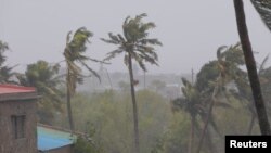 একটি হ্যান্ডআউট ভিডিও থেকে নেয়া এই স্ক্রিন গ্র্যাবে মোজাম্বিকের জাম্বোজিয়ার কুইলিমানে সাইক্লোন ফ্রেডির আঘাতে গাছের ডালগুলো দুলছে। ১২ মার্চ, ২০২৩।