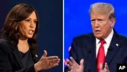 资料照：美国共和党总统候选人、前总统唐纳德·特朗普（右 Donald Trump），民主党总统候选人、副总统卡玛拉·哈里斯（左 Kamala Harris）