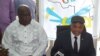 À gauche, Felix Tshisekedi, et au centre Jean-Marc Kabund, lors d'une conférence de presse au siege de l'UDPS, Limete, Kinshasa, en RDC le 28 octobre 2016. (VOA/Top Congo)