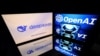 တရုတ် startup ကုမ္ပဏီ DeepSeek တံဆိပ် (ဝဲ) နဲ့ အမေရိကန်က ဉာဏ်ရည်တုနည်းပညာကုမ္ပဏီ OpenAI (ယာ) တို့ရဲ့ တံဆိပ်ကို အတူတူတွဲမြင်ရစဉ်