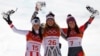 Гірські лижі – Пхйончхан, 2018 – Зимові олімпійські ігри. Анна Вейз із Австрії, Естер Ледечка з Чехії та Тіна Вайразер з Ліхтенштейну.