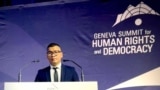 Nhà hoạt động Nguyễn Văn Tráng phát biểu tại Geneva Summit, 18/2/2025. Photo: Nguyen Van Trang.